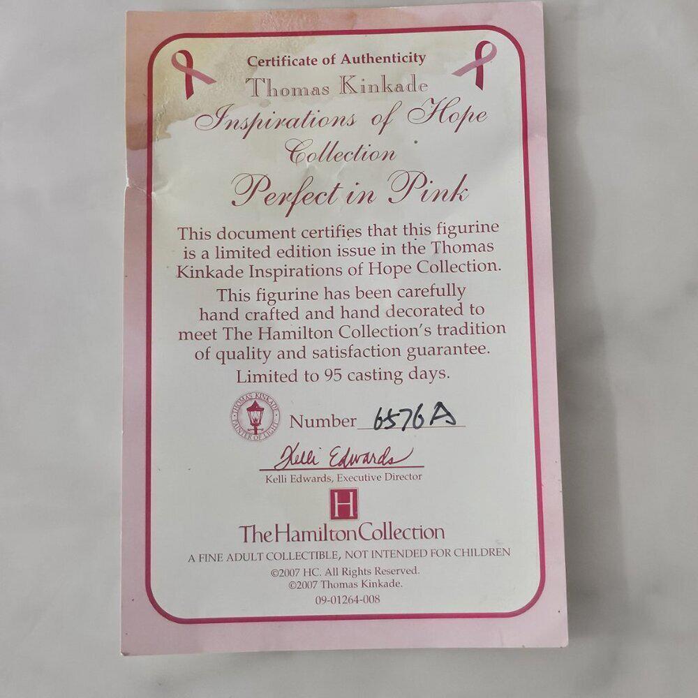 2/$50 Thomas Kinkade Inspirations of Hope Perfect in Pink Figurine 6576A 2007 - Picture 8 of 9